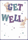 The vibrant optimism of Hatton shines through in this beautifully drawn get well card, where a sweet-faced bear and a bouncy puppy join together to share a message of hope and recovery. Their delicately shaded fur, rendered in warm creams and tawny browns, invites touch, while their curious, gentle eyes offer easy reassurance. Bold, oversized letters in brilliant teals and royal purples carve the phrase 'Get Well' across the card, standing out vividly against the clean, luminous cream background. Sprinkled about are twinkling stars in dusky violets and soft blue, reminiscent of evening skies above Hatton Green. The entire design radiates playfulness and affection-the very qualities we aim for when preparing cheerful bouquets destined for homes along Fagg's Road or near the River Crane. The placement of each detail, from the animated typography to the lovingly rendered animal friends, ensures a mood that is both comforting and light. This card feels uniquely local, rooted in the caring spirit of Hatton, and perfectly suited for sending genuine, heartfelt support to someone on the road to recovery.
